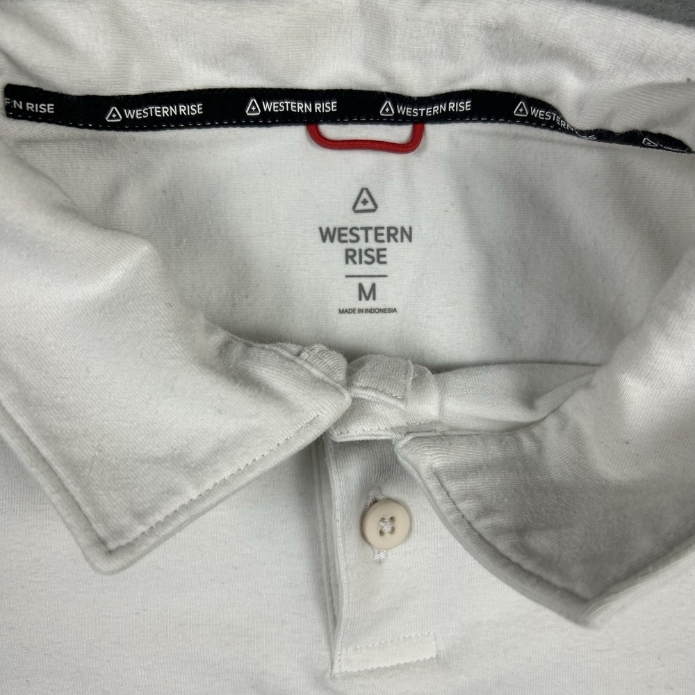Western Rise Men's M White Short Sleeve Polo Golf Shirt Cotton Blend Stretch - Picture 6 of 14